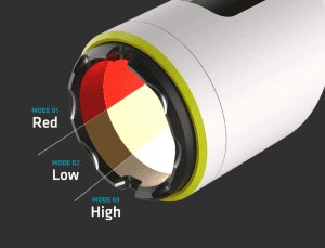 taser strikelight2 showing red light, low power, and high power setting capabilities 